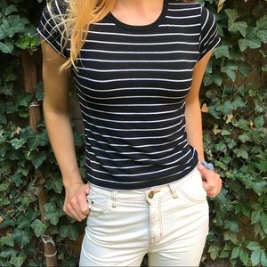 Brandy Melville black & white striped tee OS